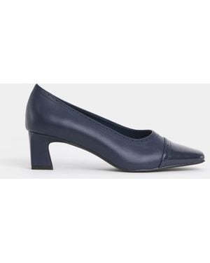 JD Williams Extra Wide Fit Flared Block Heel Shoes - Blue