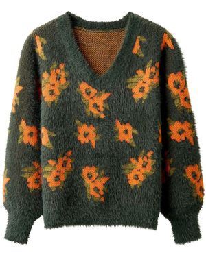 Joe Browns Autumn Florals Fluffy V-Neck Jumper - Black