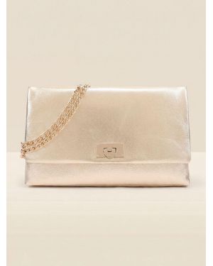 Sosandar Leather Large Clutch Bag - Natural