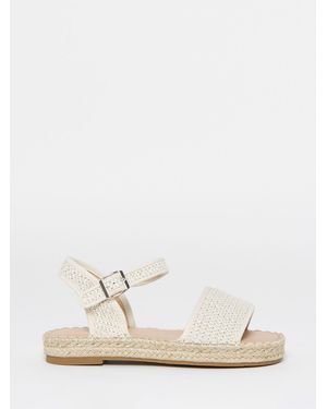 Simply Be Extra Wide Fit Flatform Barely There Espadrille Sandals - White