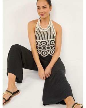 Roman Petite Crochet Detail Jumpsuit - Black
