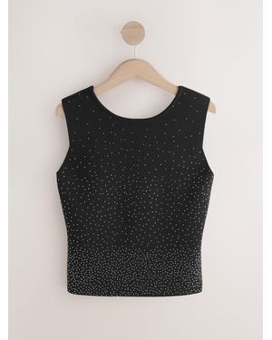 Next Sparkle Backless Knitted Top - Black