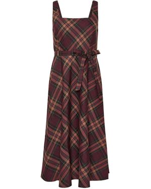 PixieGirl Petite Check Belt Pinafore Dress - Purple