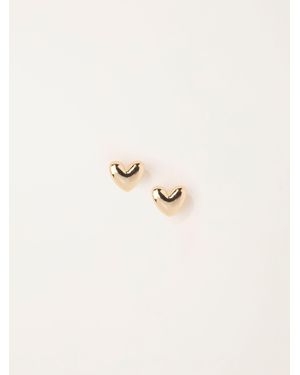 FatFace Tone Heart Stud Earrings - Natural