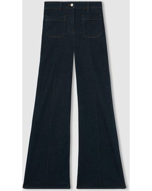 Reiss Sakura - Dark Blue Petite Patch-pocket Flared Jeans, 32