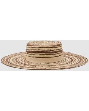 Reiss Tatiana Straw-Effect Striped Sun Hat - Natural