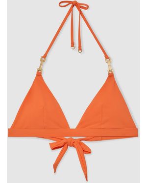 Reiss Riah Triangle Halter Neck Bikini Top - Orange