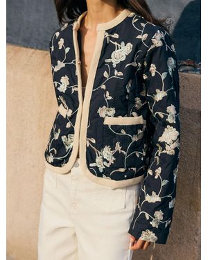 Friends Like These Embroidered Padded Jacket - Blue