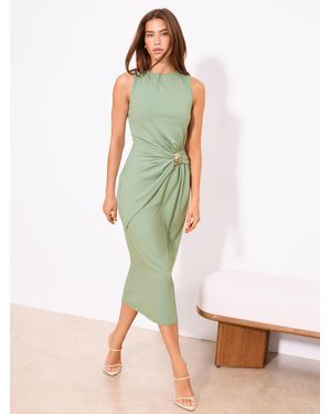 Lipsy Petite Trim Waist Detail Sleeveless Bodycon Midi Dress - White