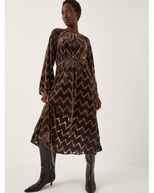 Monsoon Keisha Velvet Midi Dress - Natural