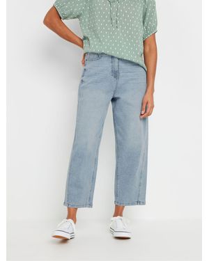 M Com Light Wash Barrel Jeans - Blue