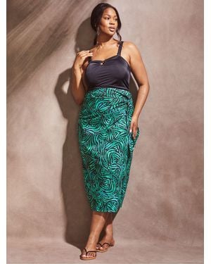 Live Unlimited Live Unlimited Abstract Sarong 100% Cotton Skirt - Green