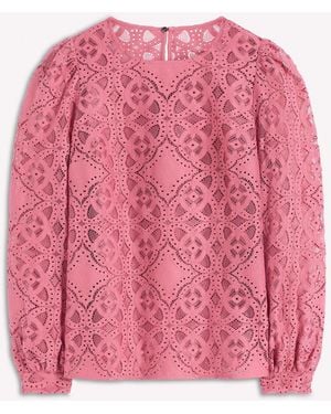 Boden Lace Crew Neck Top - Pink