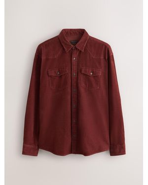 Next Rust Cord Western Styling Long Sleeve Shirt - Red