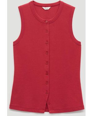 Hush Ayana Button Ribbed Vest - Red