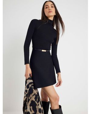 River Island Flippy Knitted Belted Mini Dress in Black | Lyst River Island Flippy Knitted Belted Mini Dress in Black | Lyst