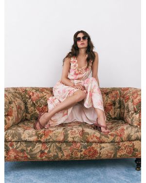 River Island Cabbages And Roses Sleeveless Corsage Tiered Midi Dress - Gray