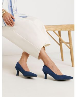 JD Williams Extra Wide Fit Pointed Toe Kitten Heel Shoes - Blue