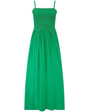 Pour Moi Emma Strapless Shirred Bodice Woven Maxi Beach Dress - Green