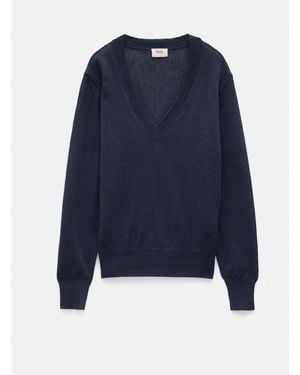Hush Inkwell Linen Blend V-Neck Sweater - Blue
