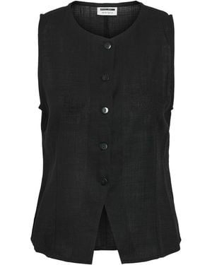 Noisy May Button Up Waistcoat - Black