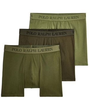 Polo Ralph Lauren Long Premium Cotton Stetch Tonal Boxers 3 Pack - Green