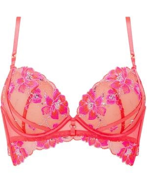 Ann Summers Ann Summers Glistening Sequin Embroidery Padded Plunge Bra - Pink