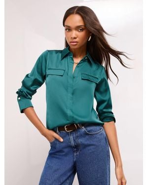 Lipsy Satin Shirt - Green