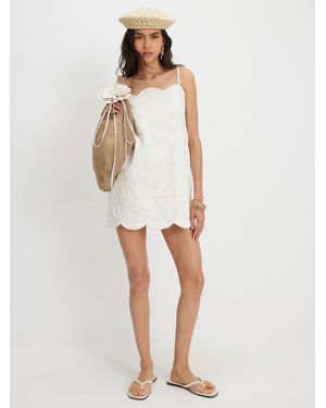 River Island Embroidered Denim Mini Dress - White