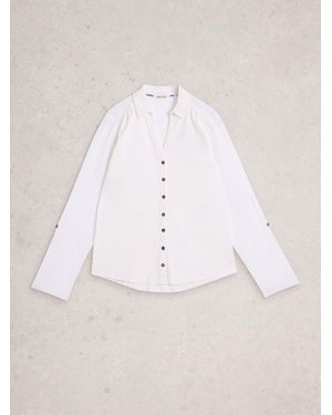 White Stuff Annie Mix Jersey Shirt - Natural