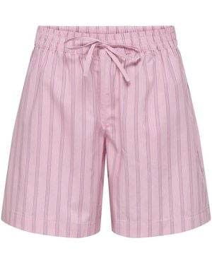Jdy Pinstripe Shorts With Drawstring - Pink