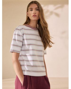 Next Ecru Stripe N. Premium Luxe Supima Crew Neck T-Shirt - Natural