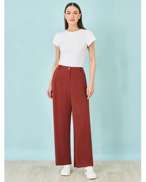 Yumi' Linen Mix Pants - Red