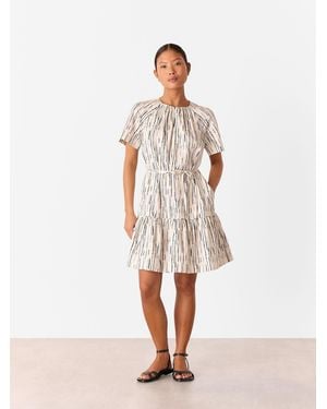 Whistles Petite Abstract Stripe Short Dress - White