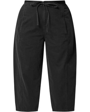 Yours Curve Barrel Leg Cropped Trousers - Black