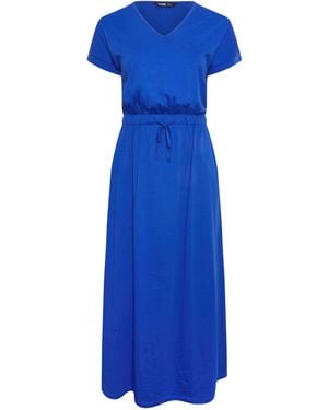 Yours Curve 100% Baumwolle Maxikleid Mit Seitlichem Kordelzug Und Kordelzugeu 46 (Uk 18) - Blau