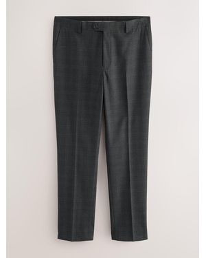 Next Charcoal Slim Fit Check Suit Pants - Black