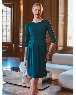 Seraphine Maternity Long Sleeve Mini Dress - Green