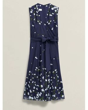 Hobbs Aria Embroidered Dress - Blue