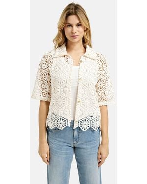 Smith & Soul Crochet Half Sleeve Shirt - White