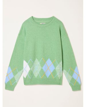 FatFace Fatface Rue Knitted Argyle Jumper - Green