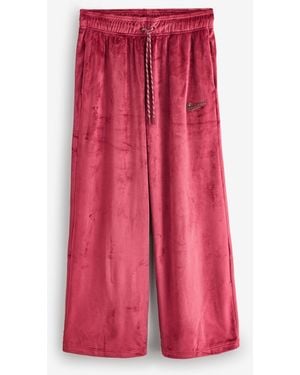 Nike High Rise Wide Leg Velour Joggers - Pink