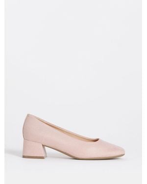 JD Williams Wide Fit Low Block Heel Court Shoes - Pink