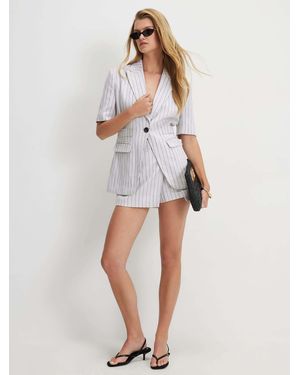 River Island River Island Short Sleeve Stripe Blazer - White