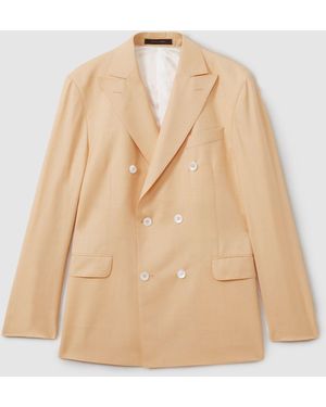 Oscar Jacobson Wool Double Breasted Sand - Natural
