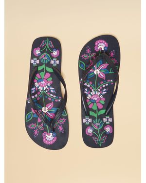 Joules Sandy Floral Printed Flip Flops - Blue