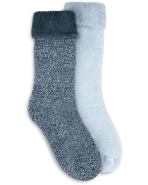 Totes Brushed Thermal Bed Socks 2 Pack - Blue