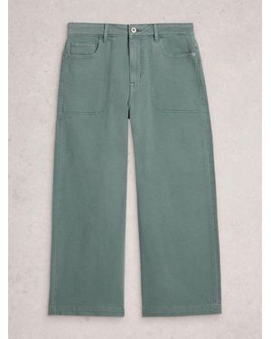 White Stuff Tia Wide Leg Crop Jeans - Green