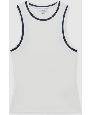 Reiss Matilda Stretch-Cotton Tipped Vest - Natural