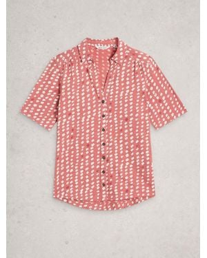 White Stuff Stuff Annie Short Sleeve Cotton Jersey Shirt - Pink